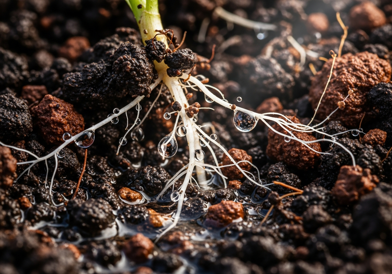 Plant roots in soil